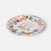 Pink Alice in Wonderland 7th Birthday   Pappteller (Schrägansicht)