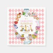Pink Alice in Wonderland 7th Birthday   Serviette (Vorderseite)