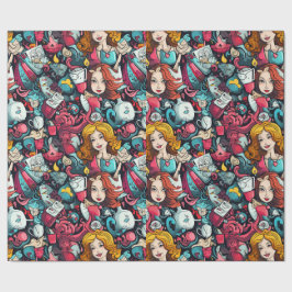 Pink Alice Tee Party Thema Geschenkpapier