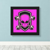 Pink Alien Gym Stretched Canvas Print Leinwanddruck (Insitu (Holzboden))