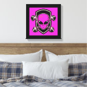 Pink Alien Gym Stretched Canvas Print Leinwanddruck (Insitu (Schlafzimmer))