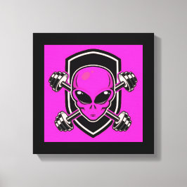 Pink Alien Gym Stretched Canvas Print Leinwanddruck