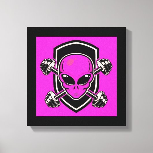 Pink Alien Gym Stretched Canvas Print Leinwanddruck (Vorderseite)