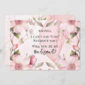 Pink Alkohol Tinte Floral werden Sie meine Brautju Einladung (Vorne/Hinten)