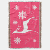 Pink All is Calm All is Bright Deer Throw Decke (Vorderseite Vertikal)