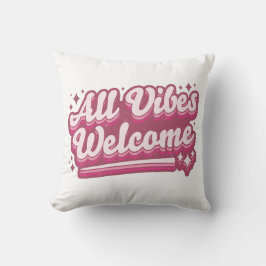 Pink All Vibes Begrüßung Typografie Kissen