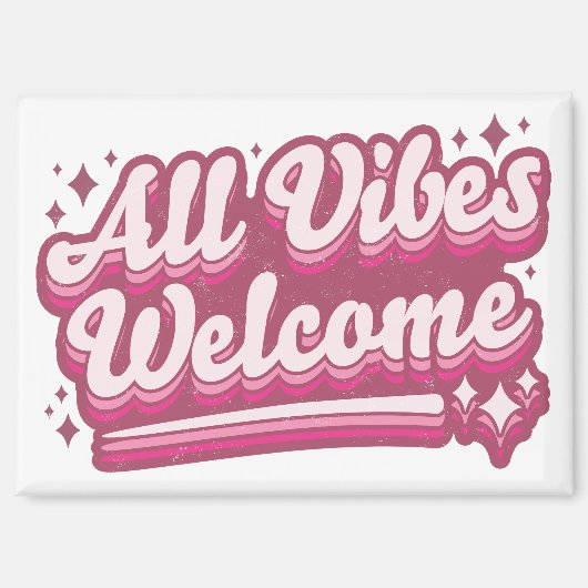 Pink All Vibes Begrüßung Typografie Magnet (Vorderseite)