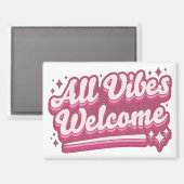 Pink All Vibes Begrüßung Typografie Magnet (Vorderseite/Rückseite)