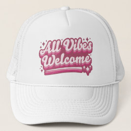 Pink All Vibes Begrüßung Typografie Truckerkappe
