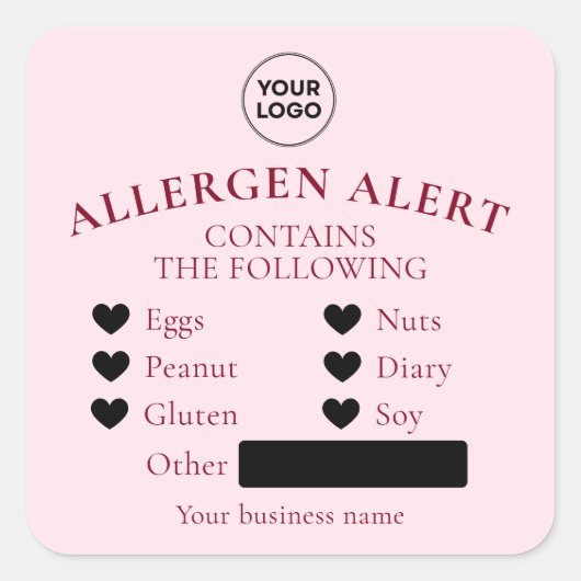 Pink Allergie Alert Bakery Cake Food Aufkleber (Vorderseite)