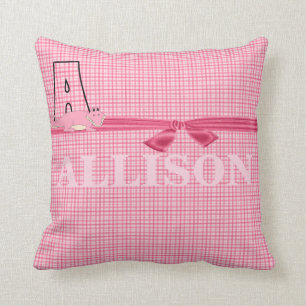Pink Alligator Kid's Mit Monogramm "A" Kissen