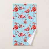 Pink Aloha Flamingo Vogelmuster auf Aquamarin Badhandtuch Set (Handtuch)