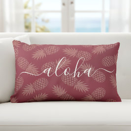 Pink Aloha Script Pineapmuster Einfache Moderne Lendenkissen