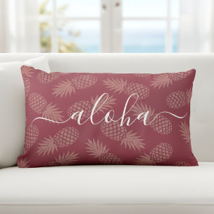 Pink Aloha Script Pineapmuster Einfache Moderne Lendenkissen