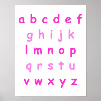 Pink Alphabet Lowercase Briefe Lehrerin Kinderzimm Poster