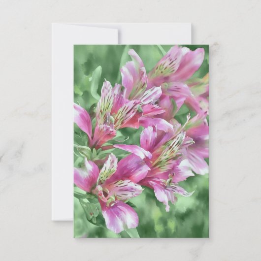 Pink Alstroemeria Blume Blumenmuster Karte (Vorderseite)