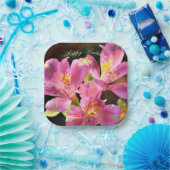 Pink Alstroemeria Lilly Paper Plate Pappteller (Party)