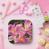 Pink Alstroemeria Lilly Paper Plate Pappteller (Party)