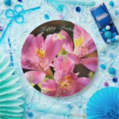 Pink Alstroemeria Lilly Paper Plate Pappteller (Party)