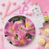Pink Alstroemeria Lilly Paper Plate Pappteller (Party)