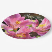 Pink Alstroemeria Lilly Paper Plate Pappteller (Schrägansicht)