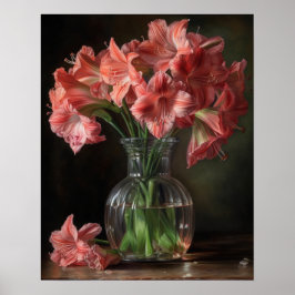 Pink Amaryllis Blume Art Print Poster