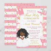 Pink American Girl First Holy Communion Einladung (Vorne/Hinten)