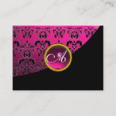 PINK AMETHYST BLACK FUCHSIA DAMASK MONOGRAMM VISITENKARTE (Rückseite)