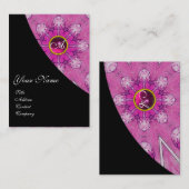 PINK AMETHYST FLORAL MONOGRAM rosa, schwarz, viole Visitenkarte (Vorne/Hinten)