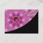 PINK AMETHYST FLORAL MONOGRAM rosa, schwarz, viole Visitenkarte (Rückseite)