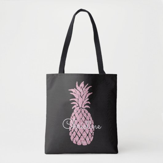 Pink-Ananas-individuelle Name Tasche (Vorderseite)