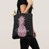 Pink-Ananas-individuelle Name Tasche (Von Nahem)