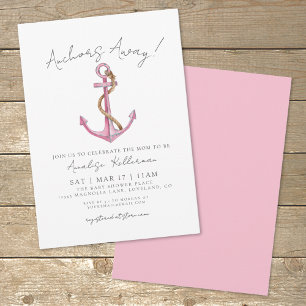 Pink Anchor Nautical Baby Dusche Einladung