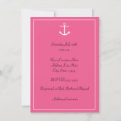 Pink Anchor Nautical Bridal Polterabend laden ein Einladung (Rückseite)