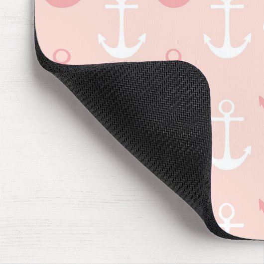 Pink Anchors Muster Monogram Mousepad (Ecke)