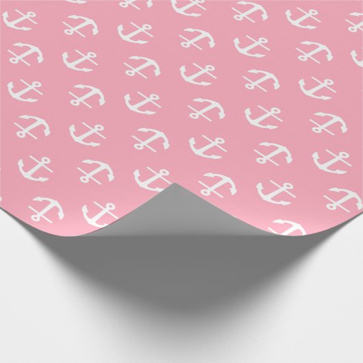 Pink Anchors Pattern Geschenkpapier (Ecke)