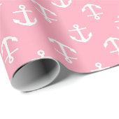 Pink Anchors Pattern Geschenkpapier (Rolleneckpunkt)