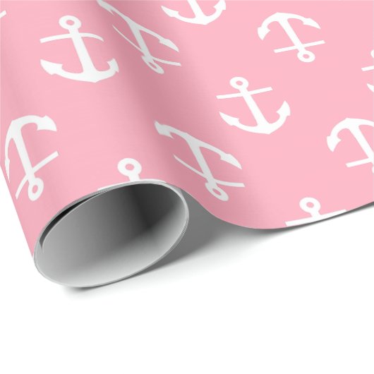 Pink Anchors Pattern Geschenkpapier (Rolleneckpunkt)