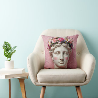 Pink Ancient Greek Woman Pillow. Kissen