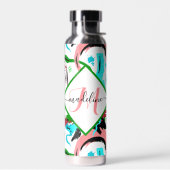 Pink and aqua abstract personalized trinkflasche (Links)