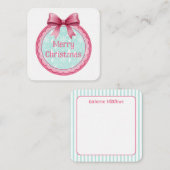 Pink and Aqua Christmas Ornament Mitteilungskarte (Vorne/Hinten)