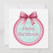 Pink and Aqua Christmas Ornament Mitteilungskarte (Vorderseite)