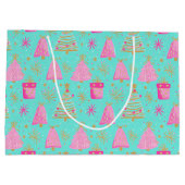 Pink and Aqua Festive Christmas  Große Geschenktüte (Rückseite)