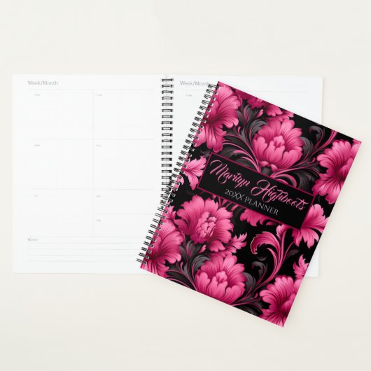 Pink and Black Baroque Floral Planner Planer (Anzeige)