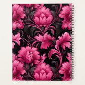 Pink and Black Baroque Floral Planner Planer (Rückseite)