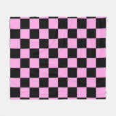 Pink and Black Checkered Square Pattern Fleecedecke (Vorderseite (Horizontal))