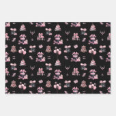 Pink and Black Couture Fashion Birthday Pattern Geschenkpapier Set (Vorderseite)