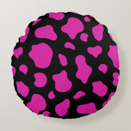 Pink And Black Cow Print Decorative Pillow Rundes Kissen