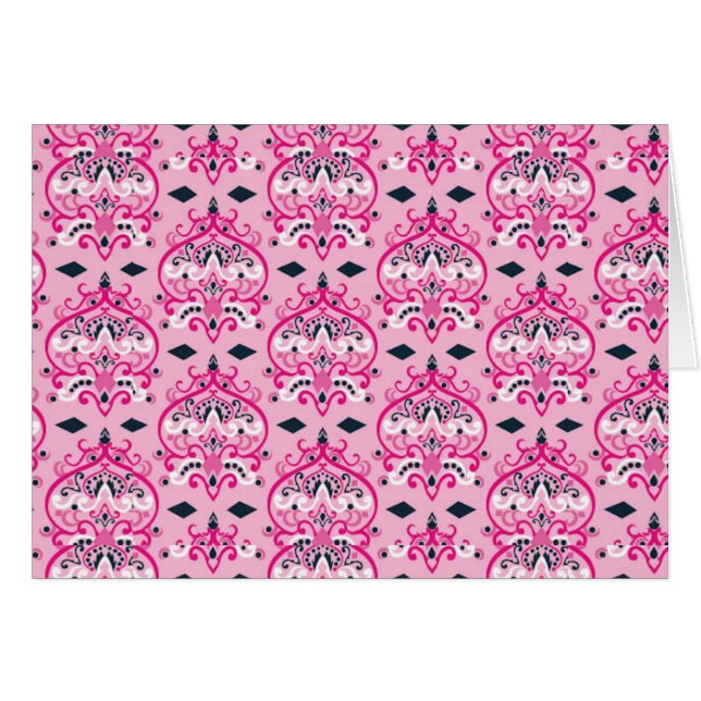 Pink and Black Damask (Vorderseite (Horizontal))