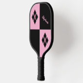 Pink and Black Diamonds | Custom Modern Geometric Pickleball Schläger (Links)
